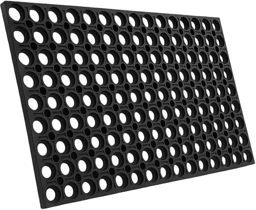 BirnePower Gummimatte 50x80 cm – Ringgummimatte 22mm Stark, Schmutzfangmatte Außen & Innen, Rutschfester Fußabtreter Gummi Schwarz, Lochmatte Witterungsbeständig