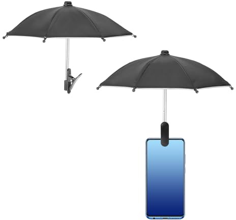 sourcing map Phone Umbrella - Adjustable Cell Phone Umbrella Sun Shade with Stable Clip Universal Mini Cellphone Shade Cover for Beach/Pool/Outdoor, Black