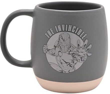 Iron Man Marvel Ceramic Mug with Embossed Character and Logo- Comes in Matching Presentaion Gift Box.
