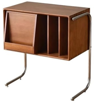 XYJIAOU2026 Porte-CD Meuble de rangement for disques vinyles en bois sur pied avec portes coulissantes, idéal for un bureau à domicile