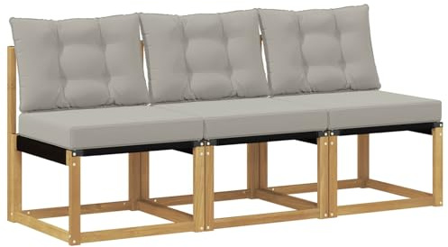 vidaXL 3 Stück Outdoor Mittelsofa, Akazienholz Balkonmöbel, modernes, Robustes Lounge-Set für vielseitige Garten-Nutzung, wetterfest und schick