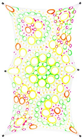 PSYWORK Schwarzlicht Segel Spandex | Psychedelic Universe | 3 x 6m | UV-aktiv | Leuchtend | Wandtuch Wandbehang Stoff Neon Deko Party Tuch Tapestry Poster PSY Goa