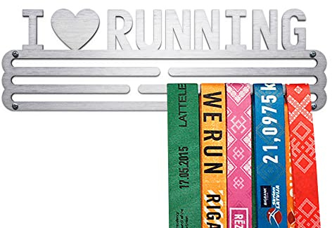 United Medals I Love Running Medaillenhalter Running Laufen für 48 Medaillen Aufbewahrung - Läufer Geschenk Marathon Zubehör - Medal Holder Hanger Display Rack