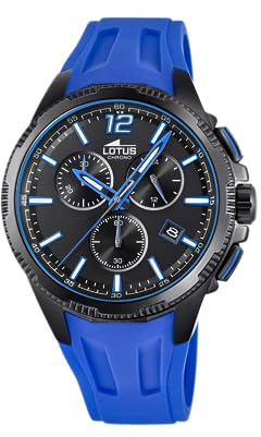 Lotus Herrenuhr Analog aus Kautschuk Blau 18591/5 | Quarzwerk, Sport-Herrenuhr, Chronograph, Kalender, Robustes Mineralglas