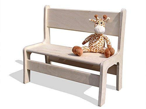 Eli-Kids Kinderbank aus Multiplexholz | Sitzhöhe 25 cm | stabile Kindersitzbank für Kinderzimmer und Spielbereich | hochwertig verarbeitet | modernes Design in Weiß oder Natur