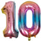 DIWULI Palloncini Compleanno Numero 10 - XL Rosa Arcobaleno