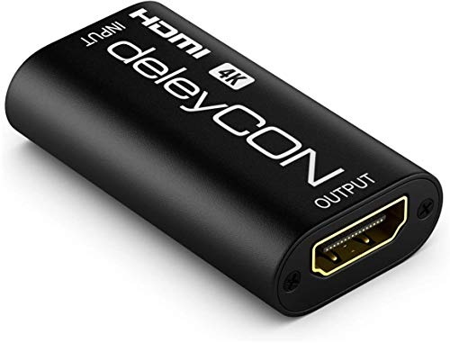 deleyCON 4K HDMI 2.0 Repetidor Amplificador de Señal Socket 4K UHD 2160p@60Hz Full HD 1080p@60Hz HDR HDCP 2.2 18Gbps 3D