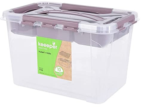keeeper Aufbewahrungsbox mit Deckel und Einsatz, 29 x 19 x 18 cm, 6,6 l, Hubert+Hilda, Transparent/Taupe