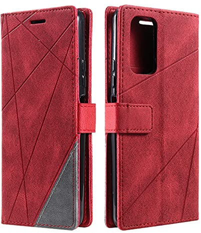 SONWO Coque pour Xiaomi Redmi Note 10 Pro, Etui en Cuir PU Portefeuille Housse Fermeture Magnétique und Flip pour Xiaomi Redmi Note 10 Pro, avec Fermeture Magnétique, Rouge
