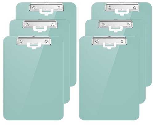 Hnogri Lot de 6 presse-papiers en plastique format A4 standard Plastique dur, Clipboard A4 dessin de mode, Planchettes à pince et porte-formulaires, Clipboard taille 31.5 x 22.5 cm, Vert