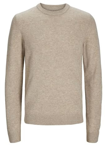 JACK & JONES Jprcclambswool Knit Crew Neck SN Maglione Lavorato a Maglia, Farina d'avena, M Uomo