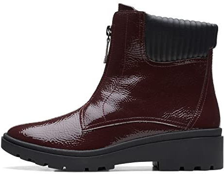 Clarks Stivale da donna Calla Zip Alti, Brevetto bordeaux., 42 EU