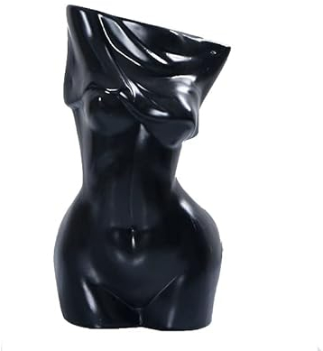 ZHENGXINQI Körperkunst Design Vase Kreative minimalistische Keramikvase Blume Anordnung Dekoration Nackte Frau Skulptur Blumentopf Ornament Pflanze Behälter (weiß, schwarz, braun) (Color : Black)