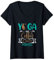 Damen Yoga and Coffee,Meditation,Yogamatte rutschfest,Yogi T-Shirt mit V-Ausschnitt