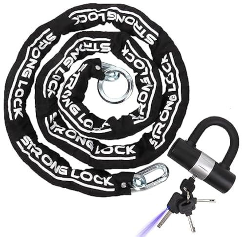 AKM AntiDiebstahlMotorradKettenschloss 12 KS 2.5 m robuste Fahrradkettenschlösser mit 4 Schlüsseln 1.27 cm dick, schnittsicher, SicherheitsFahrradkettenschloss, 16 mm USchloss, Roller, Tore