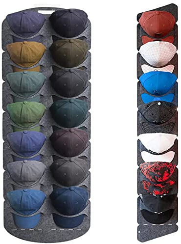 DuzLink 2 Stücke Baseball Kappen Halterung Faltbar Kappenhalter Wand mit 21 Taschen, Tür Rückwand Cap Halter Hut-Organizer Fühlte Cap Huthalter Wand