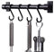 Melairy 30CM Colgador Utensilios Cocina con 5 Ganchos Soporte Utensilios sin Taladro, Estante organizador de utensilios y sartenes Negro
