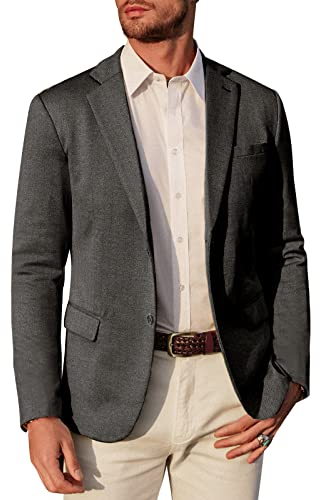 PJ PAUL JONES Herren Casual einreihig Anzug Blazer Plain Revers Kragen Blazer Jacken Grauschwarz, Mittel