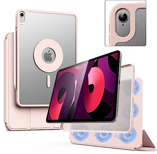 Marasone Funda magnética para iPad Air 4ª/5ª generación de 10.9”, funda magnética desmontable con soporte para lápiz, apagado y encendido automático (rosa)