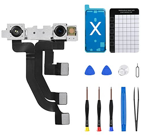 DGSCSMY for iPhone X Front Camera Replacement Repair Kit 7MP 5.8 for iPhone 10 OEM Facing Lens Module Part Structured Light Receiver Transmitter Connector Replace Fix Tools for A1865 A1901 A1902