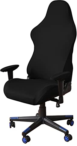 SHUOJIA Stuhlhussen,4 Stück Set Gaming Stuhl Bezug,Stretch Swivel Stuhlbezug Sitzbezug Abnehmbar Waschbar Mit Armlehnenbezug, Für Computer Stühle Bürostuhl Drehstuhl (Black)