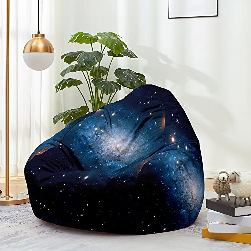 FANSU Sitzsack Bezug 100x120cm, Sitzsack Erwachsene & Teenager (Keine Füllung) Outdoor Sitzsäcke, Sitzkissen Oder als Gaming Sitzsack Komfortabler Abnehmbarer Bean Bag Blau-Schwarz