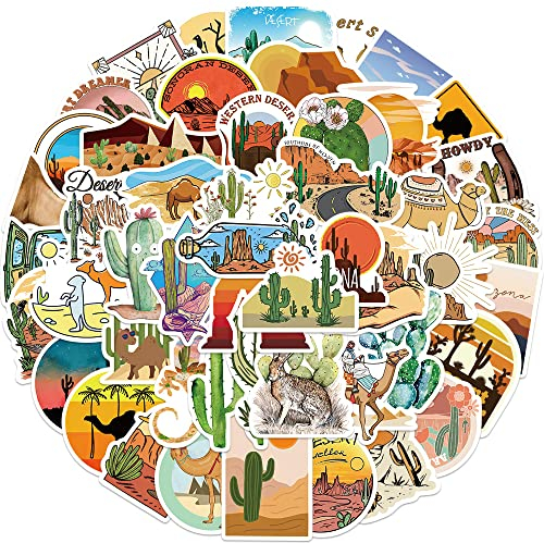 AUCEKO 50 Stück Wüste Aufkleber Pack Desert Sticker Set wasserdichte Vinyl Sticker für Laptop Kinder Autos Motorrad Fahrrad Skateboard Gepäck Koffer Computer Aufkleber Graffiti Decal