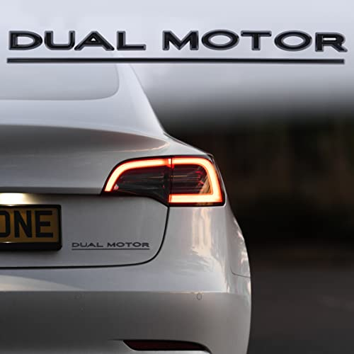 Dual Motor Emblem Auto Aufkleber Dekoration Fit für Modell 3 Y X S Auto Abzeichen (Hellschwarz)