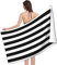 SIVAGA Mikrofaser Strandtuch Groß 100x200 cm Schwarz-Weiß Gestreift Badetuch 3D Schwarz-Weiß Gestreift Weiches Leicht Handtuch Schnelltrocknend Sandfreies Strandhandtuch Saunahandtuch Reisehandtuch