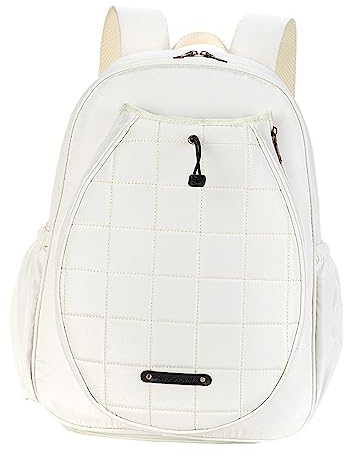 F Fityle Unisex Tennisrucksack, Badminton Schläger Rucksack, Pickleball-Paddel Rucksack, Tennis Backpack Erwachsene, Tennisschläger Rucksack für Tennis-/Pickleball-/Badminton-/Squashschläger, Weiß