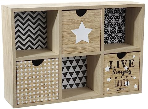 Mini Schränkchen Setzkasten mit Schubladen 30x20 cm im Vintage Look - Dekoration Holzkasten, Schrank für Untensilien, Aufbewahrungsbox, Schatzkiste