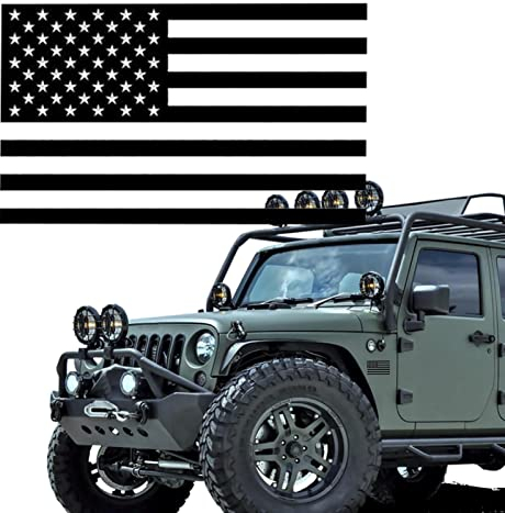 Tebinzi Aufkleber mit der amerikanischen Flagge für LKWs | Schwarz Autoaufkleber US-Flagge | Wasserdichter Aufkleber für Auto, LKW, Van, Fenster, Stoßstange, Wand, Laptop, Helme, Gepäck