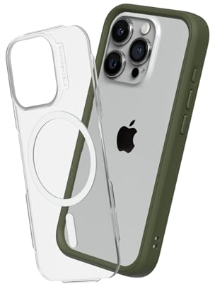 RhinoShield Modulares Case kompatibel mit MagSafe für [iPhone 15 Pro Max] | Mod NX - Überragender Magnet, Individuell anpassbare, strapazierfähige Schutzhülle 3.5M / 11ft Fallschutz - Camo Grün
