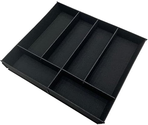 KD Essentials Besteckkasten aus Filz, Besteck-Schubladen-Organizer – Küchen Organizer & Trenner für Gabel, Messer, Löffel und andere Utensilien in der Schublade – 6 anpassbare Fächer, 42×37 cm, grau