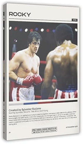 QUNAN Filmposter, Rocky-Poster, Leinwand, Posterrahmen: 60 x 90 cm