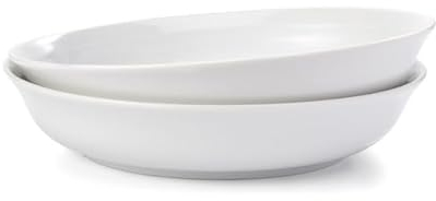 Comptoir de famille 22cm Deep Plates (12pcs) - White Porcelain - Stylish, Durable & Versatile - Suitable for Everyday Use - Dishwasher Safe