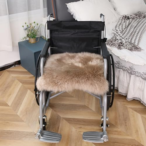 KardoL Sitzkissen Lammfell Langhaar Sitzauflage, Geruchsarm, Bequemes Weiches Stuhl Stuhlkissen Rollstuhlauflage Sitzauflage Fürs Auto, In 45x45cm