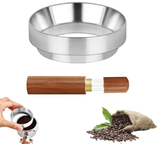 Anillo Dosificador Cafe 58mm Anillo de embudo dosificador con Agitador de café expreso Anillo Dosificador con Magnético Aluminio con 4 Imanes Accesorios de Barista para Portafiltros Espresso de 58 mm