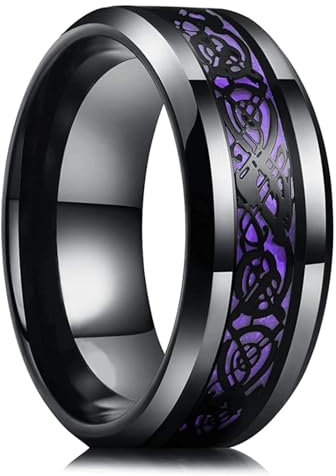 BISONBLUE Ringe Herren Ring Damen Männer Rings Geschenk Mode 8mm Männer Drachen Ring Lila Ring Männer Geschenk 9 Lila