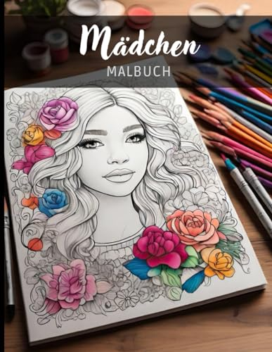 Mädchen - Großes Anti-Stress Malbuch für Erwachsene - 100+ Seiten (21.5 x 28 cm)