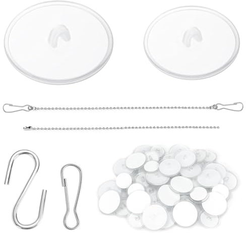 60 Pcs Ceiling Hooks, 2mm/3mm Self Adhesive Transparent Hooks, Heavy Duty Wall Hooks Clear, Sticky Hooks, Small Plastic Hooks, Transparent Round Sticky Hooks for Bedroom, Ceiling Decoration, Kitchen