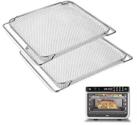 KINLYBO 2PCS Air Fryer Oven Basket, Replacement Stainless Steel Baking Trays for Ninja Foodi DT201 DT251 10-in-1 Smart XL Air Fryer Oven, Mesh Dehydrating Basket Accessories