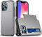Beajew Coque Portefeuille pour iPhone 13 Pro avec Porte-Cartes, Étui de Protection Téléphone Double Couche Antichoc, Fente Cachée Coulissante, Antichoc TPU+PC Housse Portefeuille - Gris