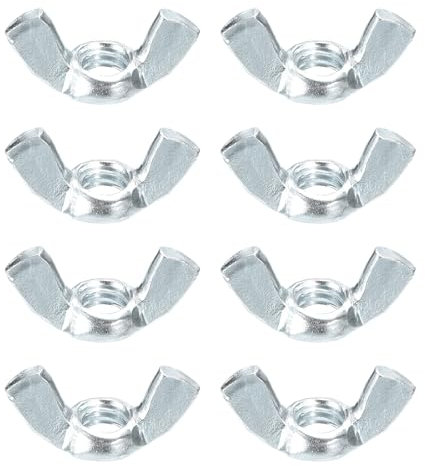 sourcing map 5/16-24 Wing Nut 8 Pcs, Carbon Steel Butterfly Wing Nuts Fasteners Parts Hand Twist Tighten Wing Nuts for Machinery Electronic Equipment DIY, White