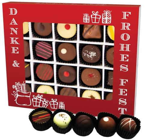 Hallingers Manufaktur Pralinen Weihnachten Geschenk handgemacht teils mit Alkohol aus Edelkakao Schokolade - Made in Germany