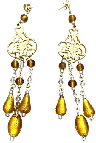 BOUCLES D'OREILLES FEMME EN VERRE DE MURANO ANTICA MURRINA VENTIANA VR003, LUNGA, Verre, Verre