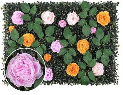 Panneaux muraux végétaux artificiels, décoration Murale, Tapis de Gazon Artificiel, pelouse, Haies de Fleurs, Panneaux de buis, Mur Vert for fête, Mariage, Jardin, extérieur
