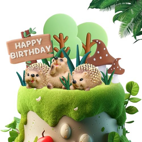 YGCHEN Waldtiere Tortendeko Pilz Igel Kuchendekoration Dschungel Kuchen Deko Kindergeburtstag Deko Mini Figuren Geburtstagsdeko Safari Party Kuchen Topper Baby Shower 16 Stück