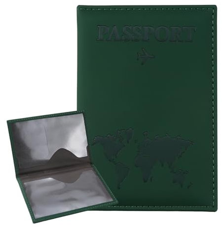 ILIYAH Reisepass Hülle Reiseportmonaie Damen Travel Accessories Tasche für Reiseunterlagen Passhülle Reisepass Leder Passport Reiseorganizer Dokumente(Dunkelgrün)