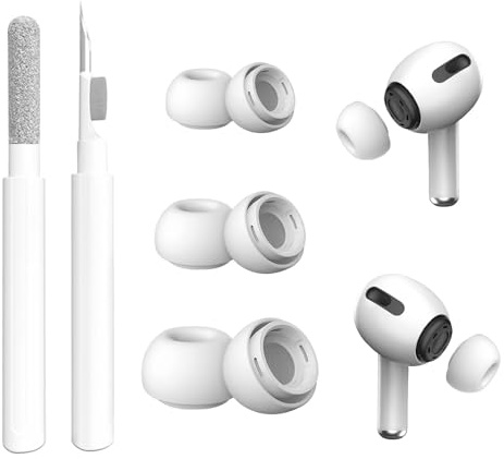 Ersatz für Airpods Pro Silikontips, 3 Paar für Airpod Pro 1/2 Ear Tips, Silikon für Airpods Gummi Aufsätze, Airpod Pro Ersatzstöpsel, mit Airpods Reinigungsset, mit Noise Cancelling Loch (S/M/L)
